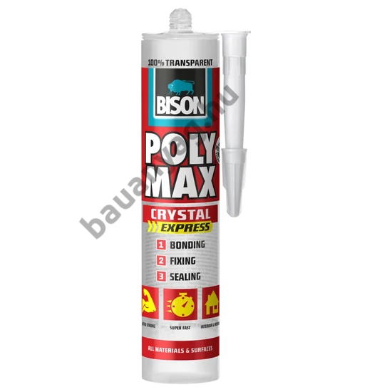 BISON Poly Max kristálytiszta tömítő, SM polymer ragasztó, 300g