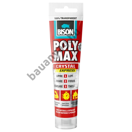 BISON Poly Max kristálytiszta tömítő, SM polymer ragasztó, 115g