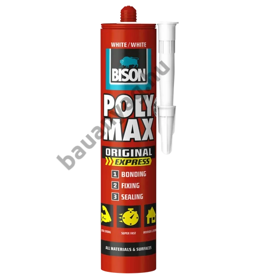 BISON Poly Max Original expressz fehér tömítő, SM polymer ragasztó, 165g