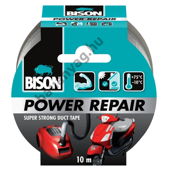 BISON Power Repair szöveterősített ragasztószalag, szürke, 10m