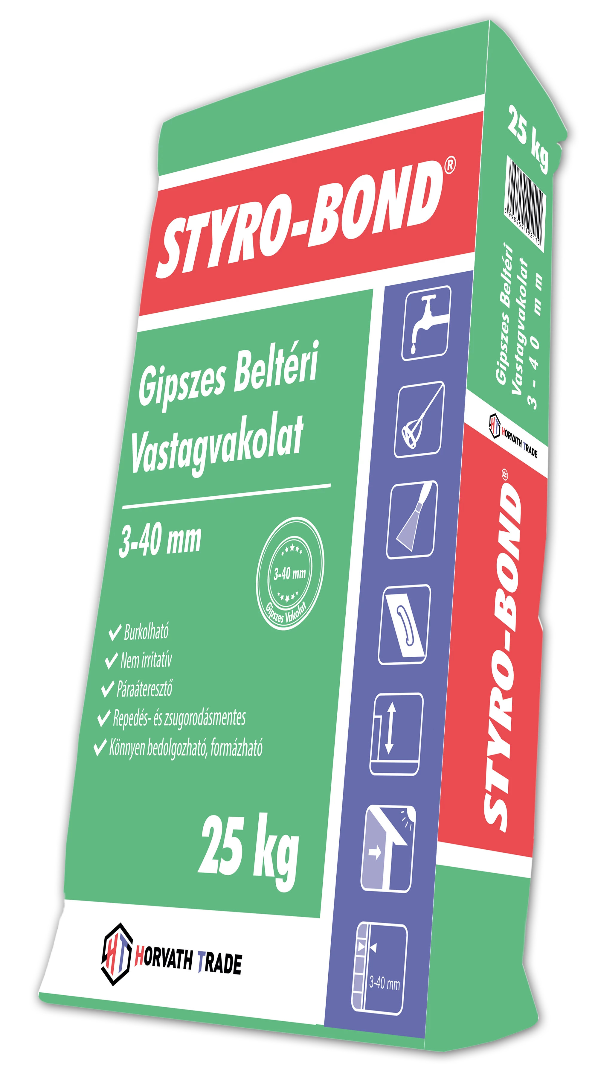 STYRO-BOND 3-40 BELTÉRI GIPSZES VASTAGVAKOLAT 25 kg